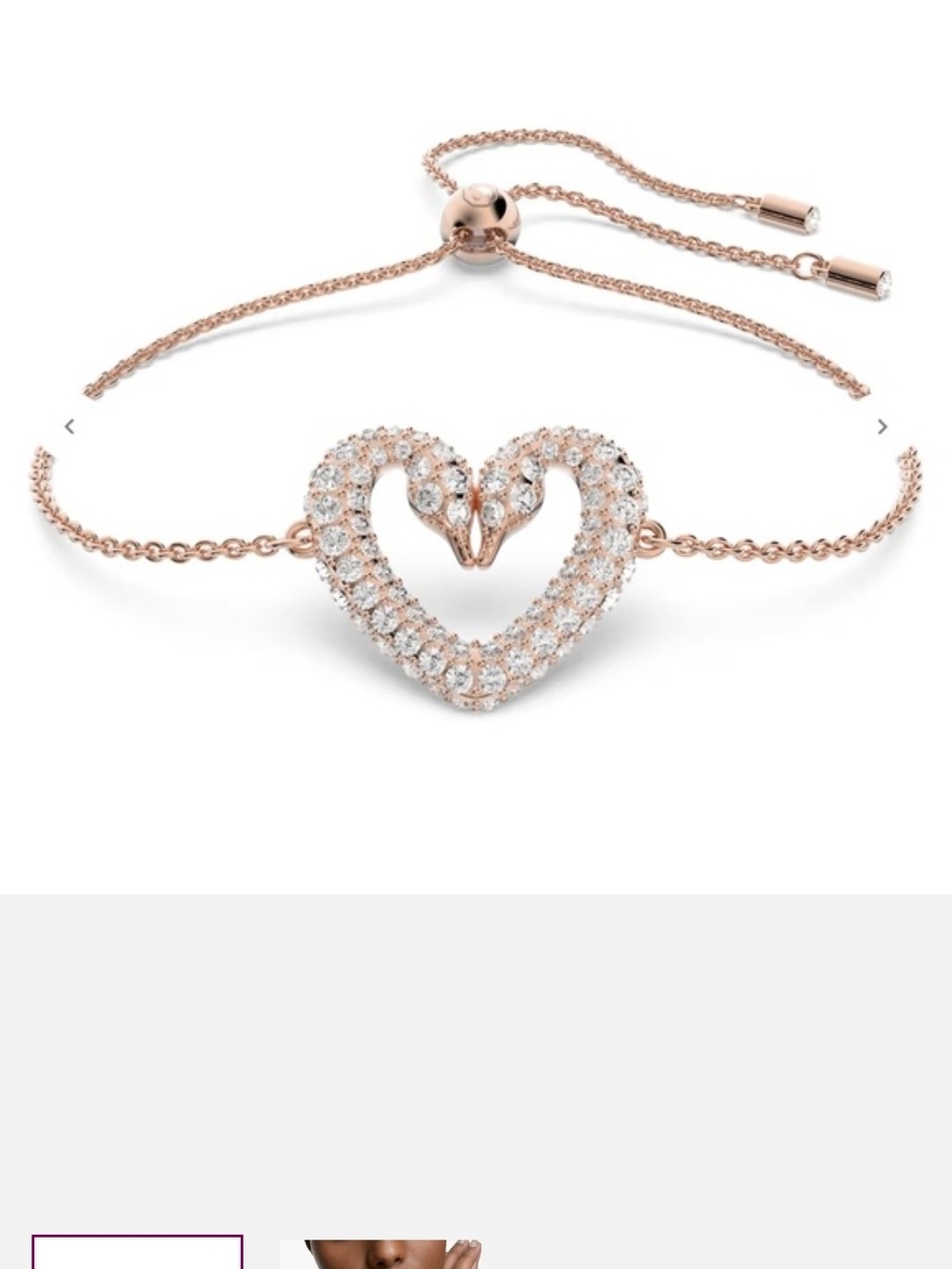 Swarovski Rose Gold Crystal Heart Slider Bracelet